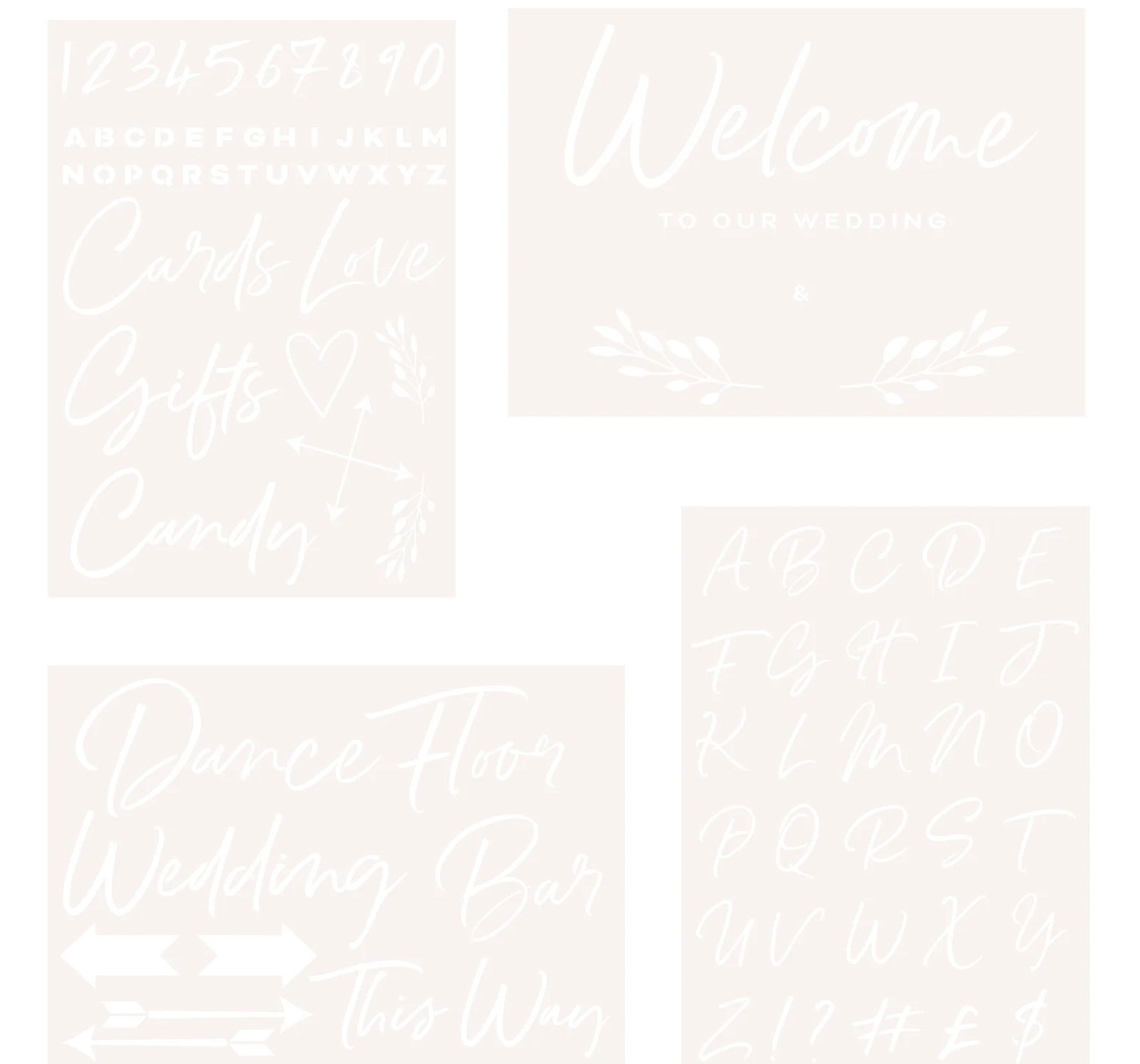 Wedding Sign Stencil Sheets - Pack of 4