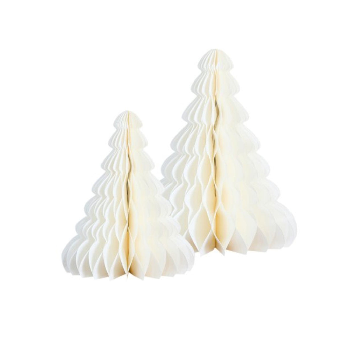 Soft White Honeycomb Christmas Trees x 2