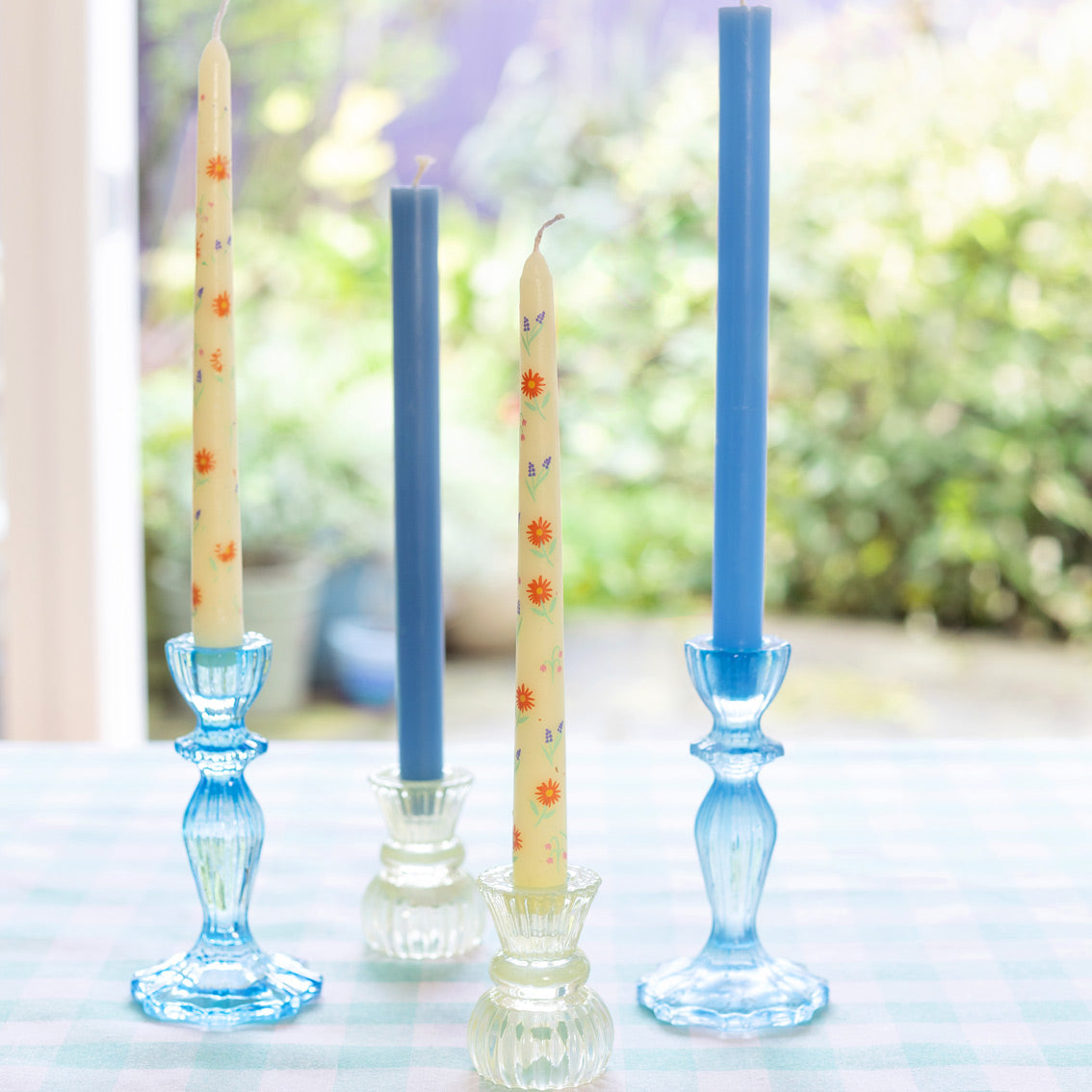 Blue Glass Candle Holder - Talking Tabless