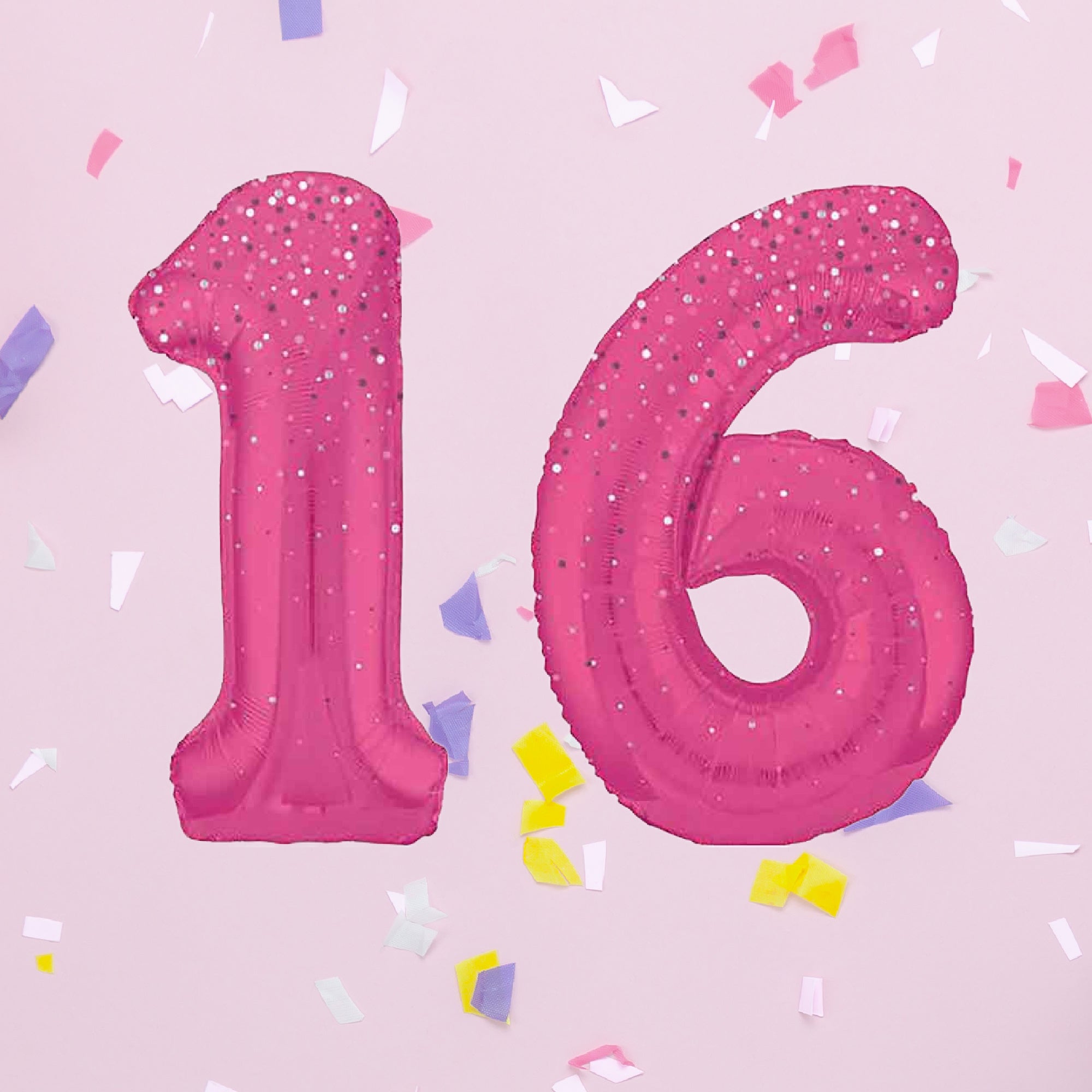 Hot Pink 16th Birthday Foil Balloons, 34 inch