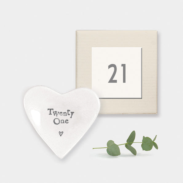 East of India 21st Birthday Porcelain Tiny Heart Dish