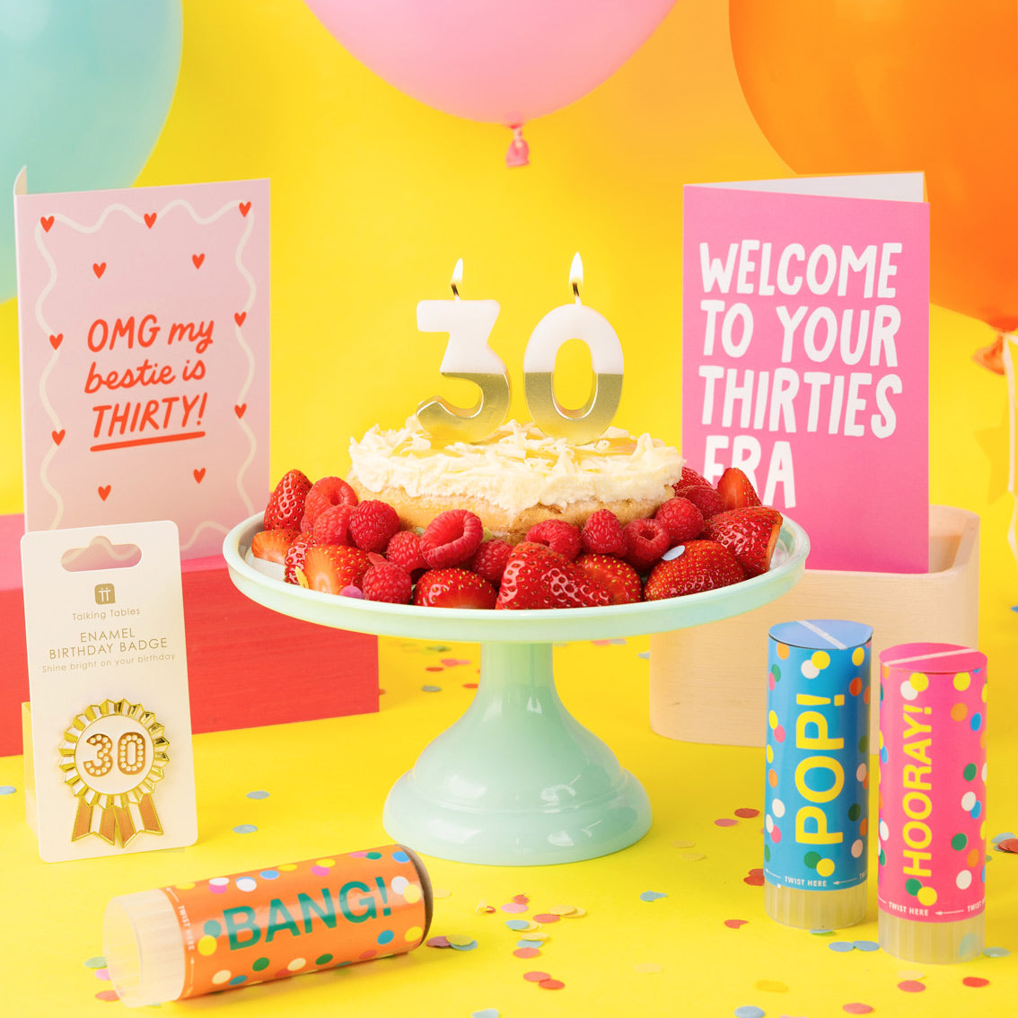 Gold & White 30th Birthday Candle Set