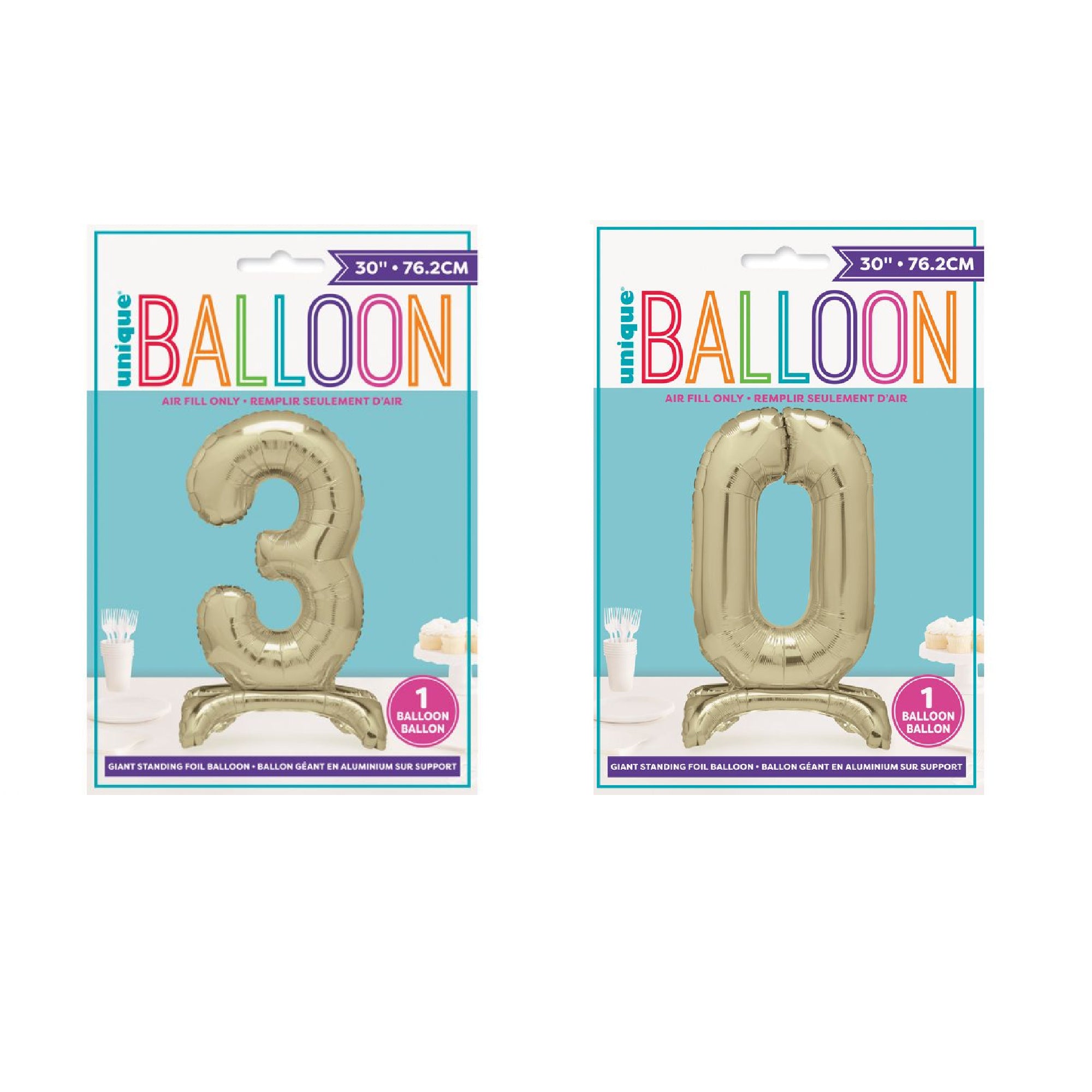 Gold Age 30 Free Standing Foil Balloons