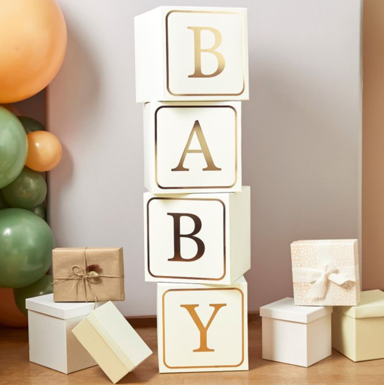 Gold BABY Blocks - Neutral Baby Shower Decorations