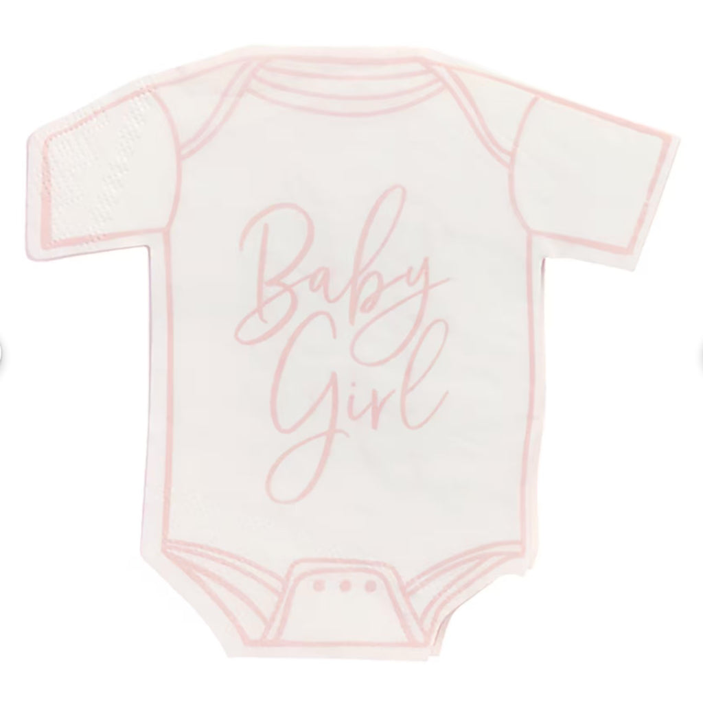 Pink  Babygrow Shaped Napkins x16