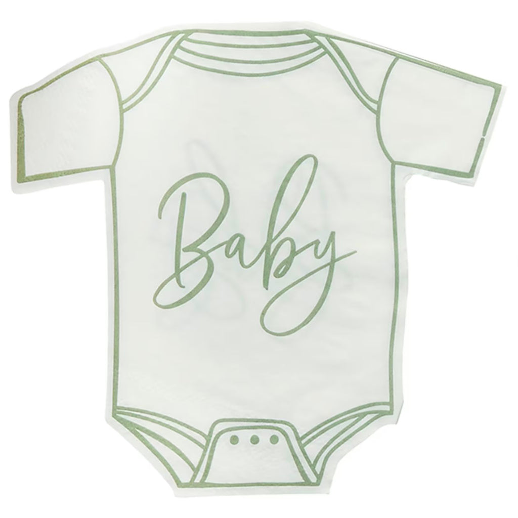 Sage Green Babygrow Shaped Napkins x16