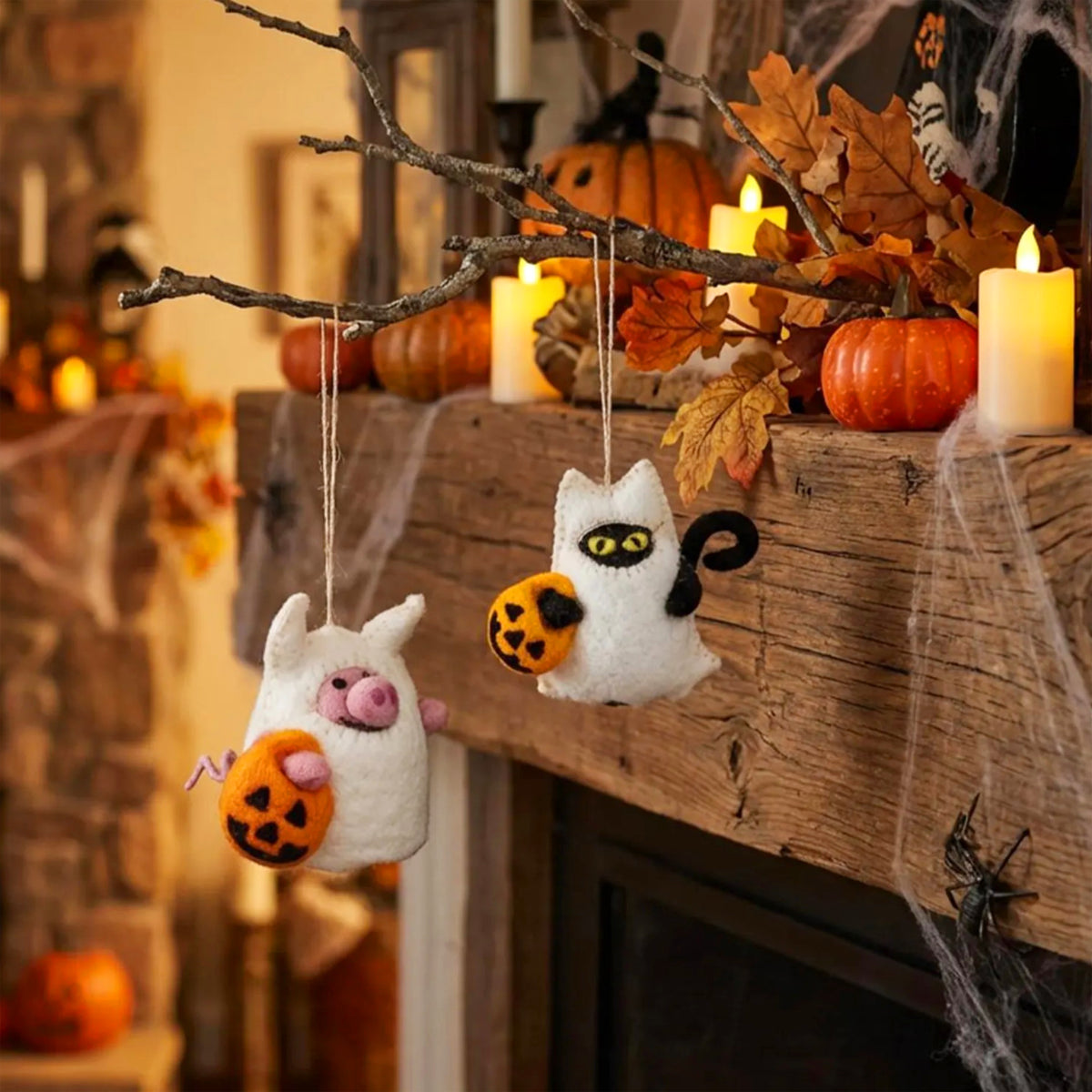Felt Ghost Cat Hanging Halloween Decoration