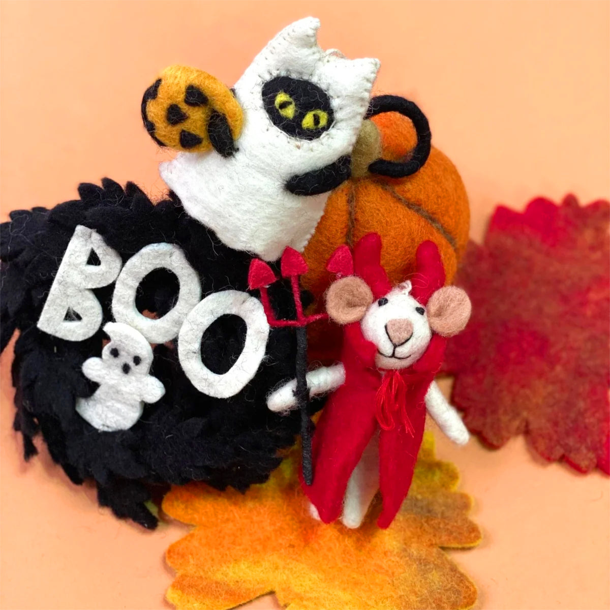 Felt Ghost Cat Hanging Halloween Decoration