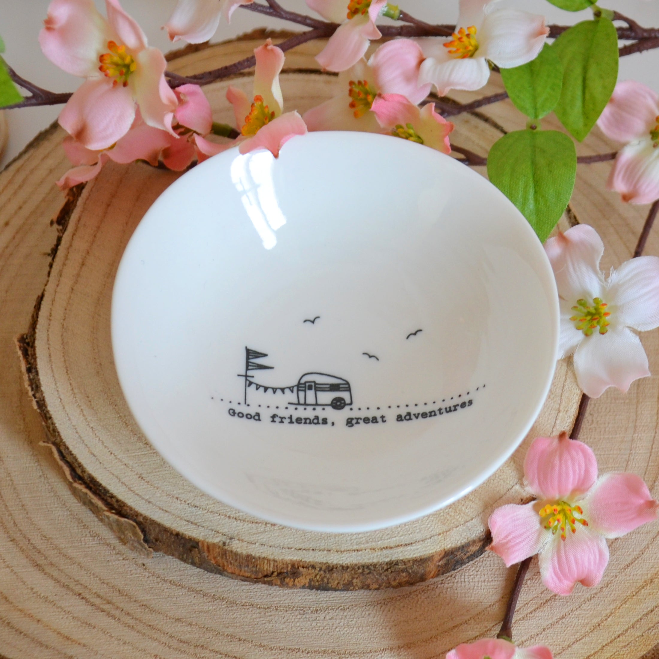 East of India Small Trinket Dish 'Good friends, great adventures'