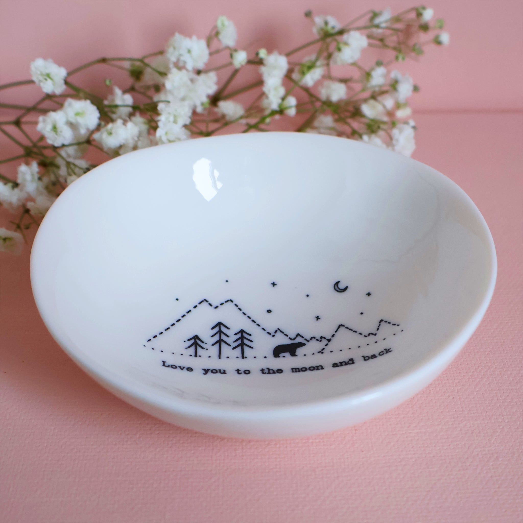 East of India Small Trinket Dish 'Love you to the moon and back'