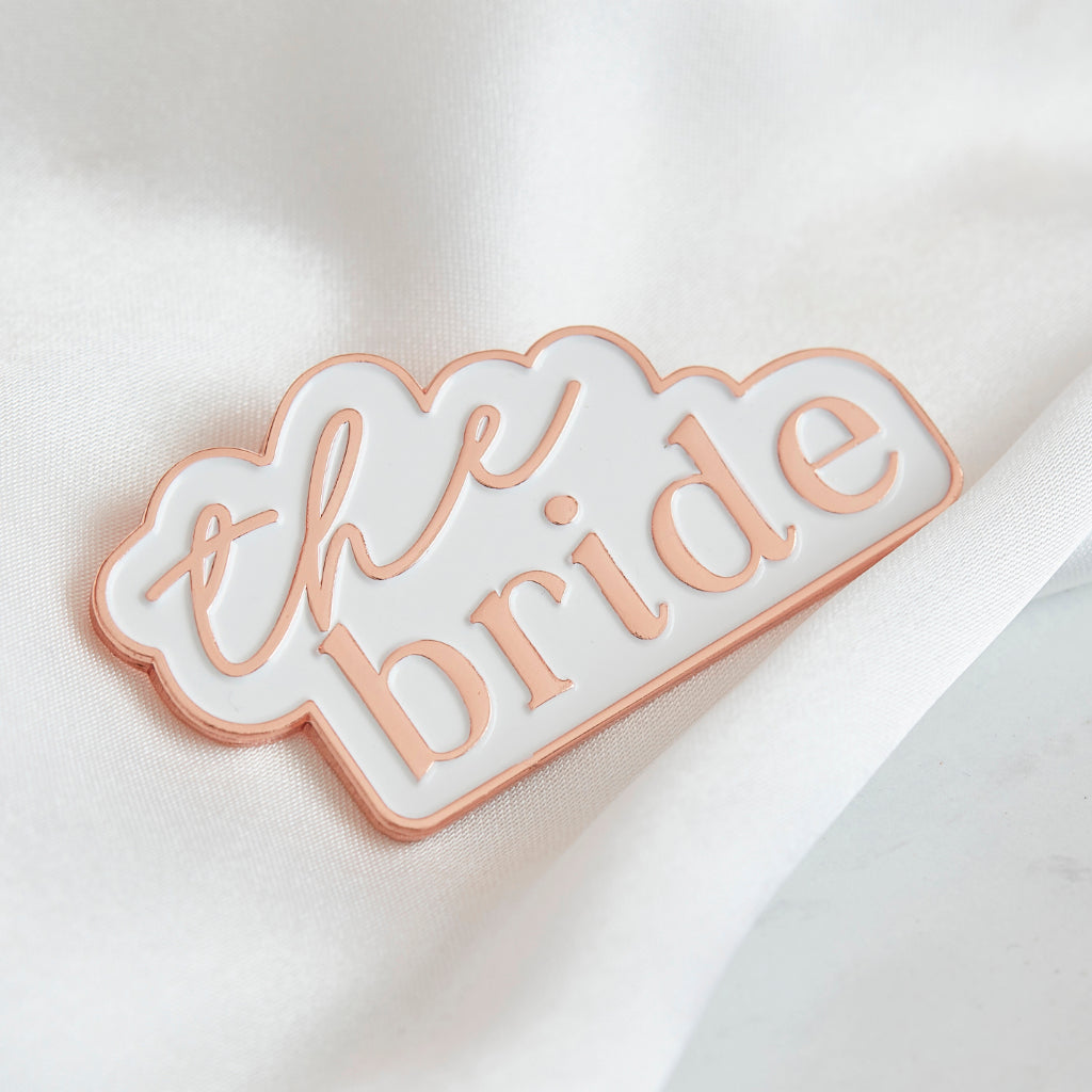 Rose Gold Bride Enamel Pin Badge