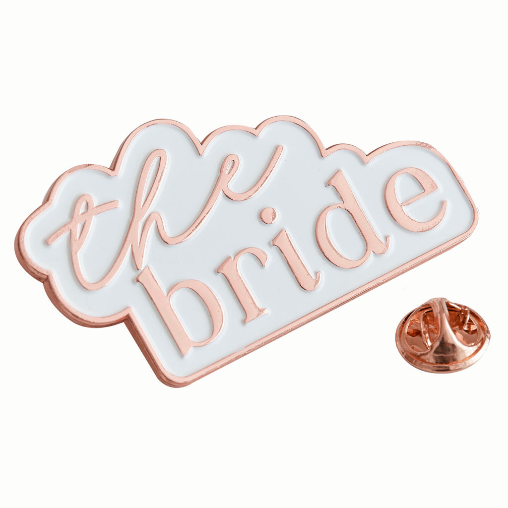 Rose Gold Bride Enamel Pin Badge