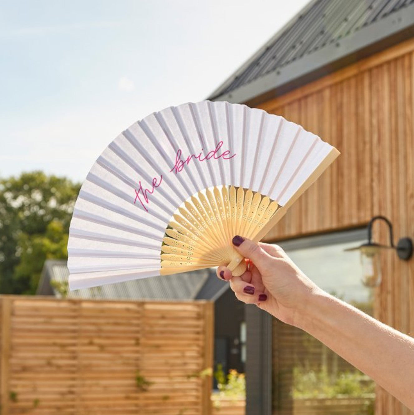 White Bride Hand Fan x 1
