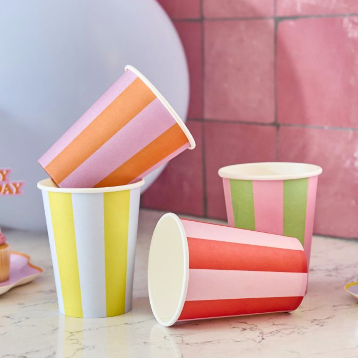 Colourful Paper Party Cups x 8