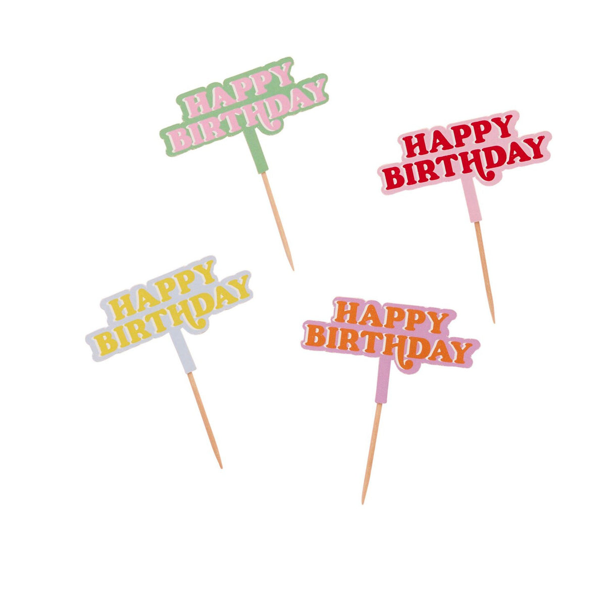Colourful Happy Birthday Cupcake Toppers x 12