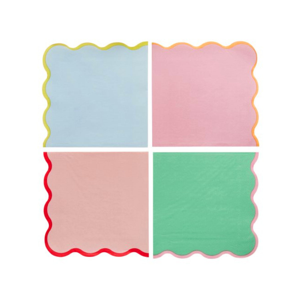 Wavy Edge Colourful Paper Napkins x 16