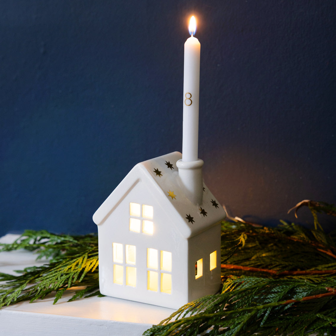 Ceramic House and Advent Candle Set