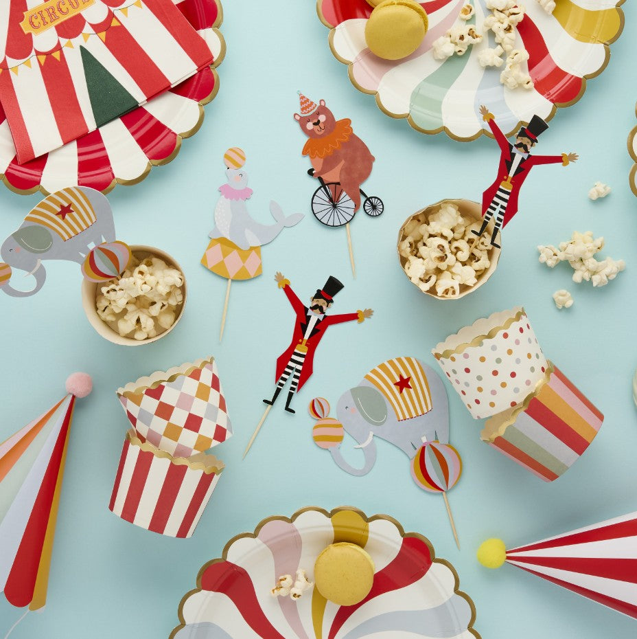 Circus Party Food Cups with Cupcake Picks x 12