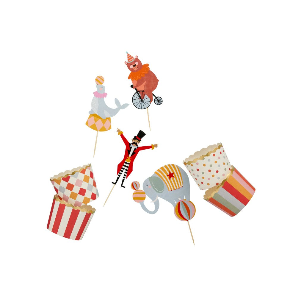 Circus Party Food Cups with Cupcake Picks x 12