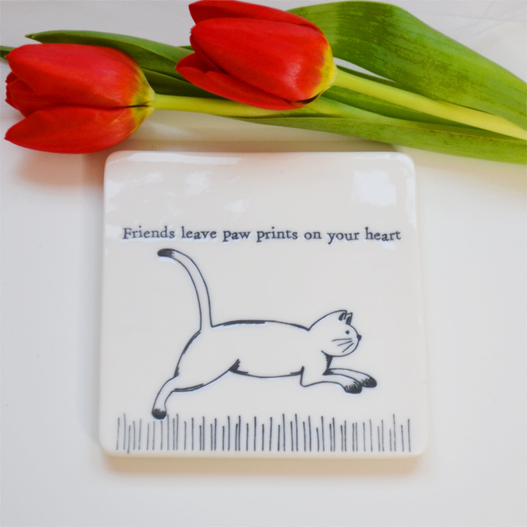 East of India 'Paw Prints on Your Heart' Porcelain Square Coaster