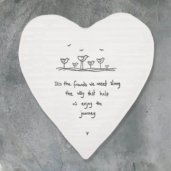 East of India Porcelain Heart Coaster - It's The Friends We Meet Along The Way