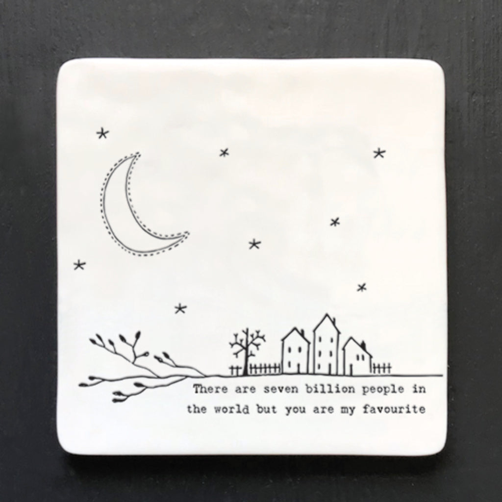 East of India 'Seven Billion People' Porcelain Square Coaster