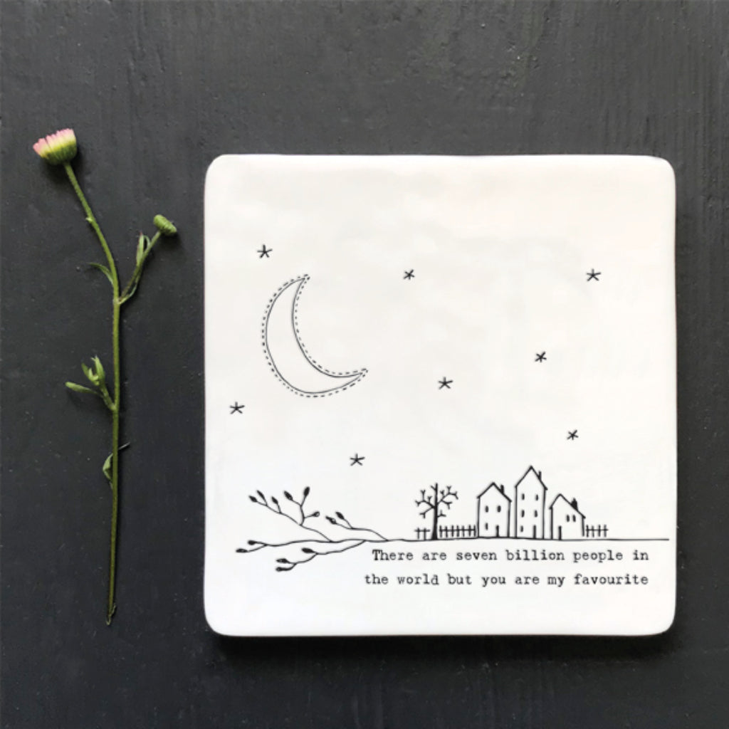 East of India 'Seven Billion People' Porcelain Square Coaster