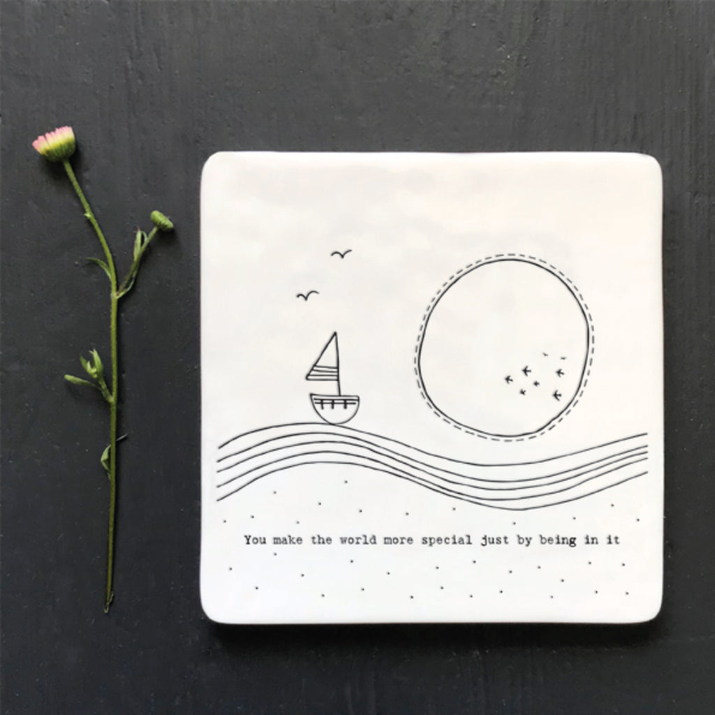 East of India 'You make the world more special' Porcelain Square Coaster