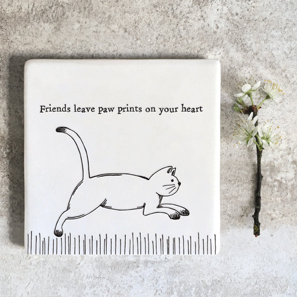 East of India 'Paw Prints on Your Heart' Porcelain Square Coaster