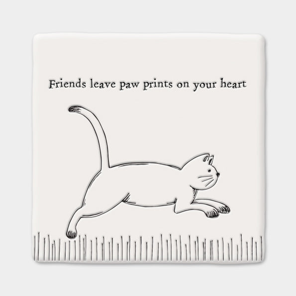 East of India 'Paw Prints on Your Heart' Porcelain Square Coaster