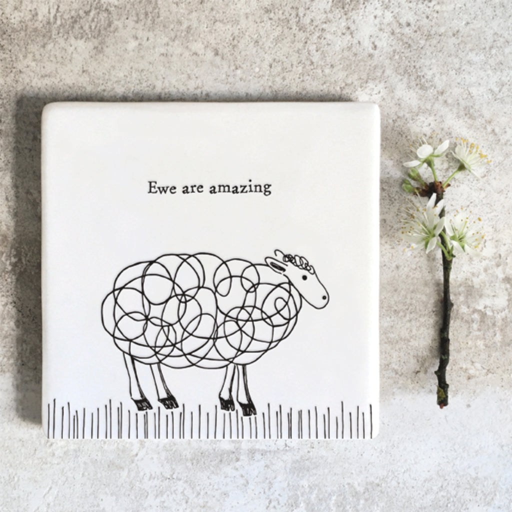 East of India 'Ewe Are Amazing' Porcelain Square Coaster