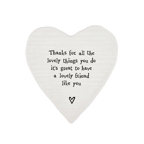 East of India 'Lovely Things' Porcelain Heart Shaped Coaster