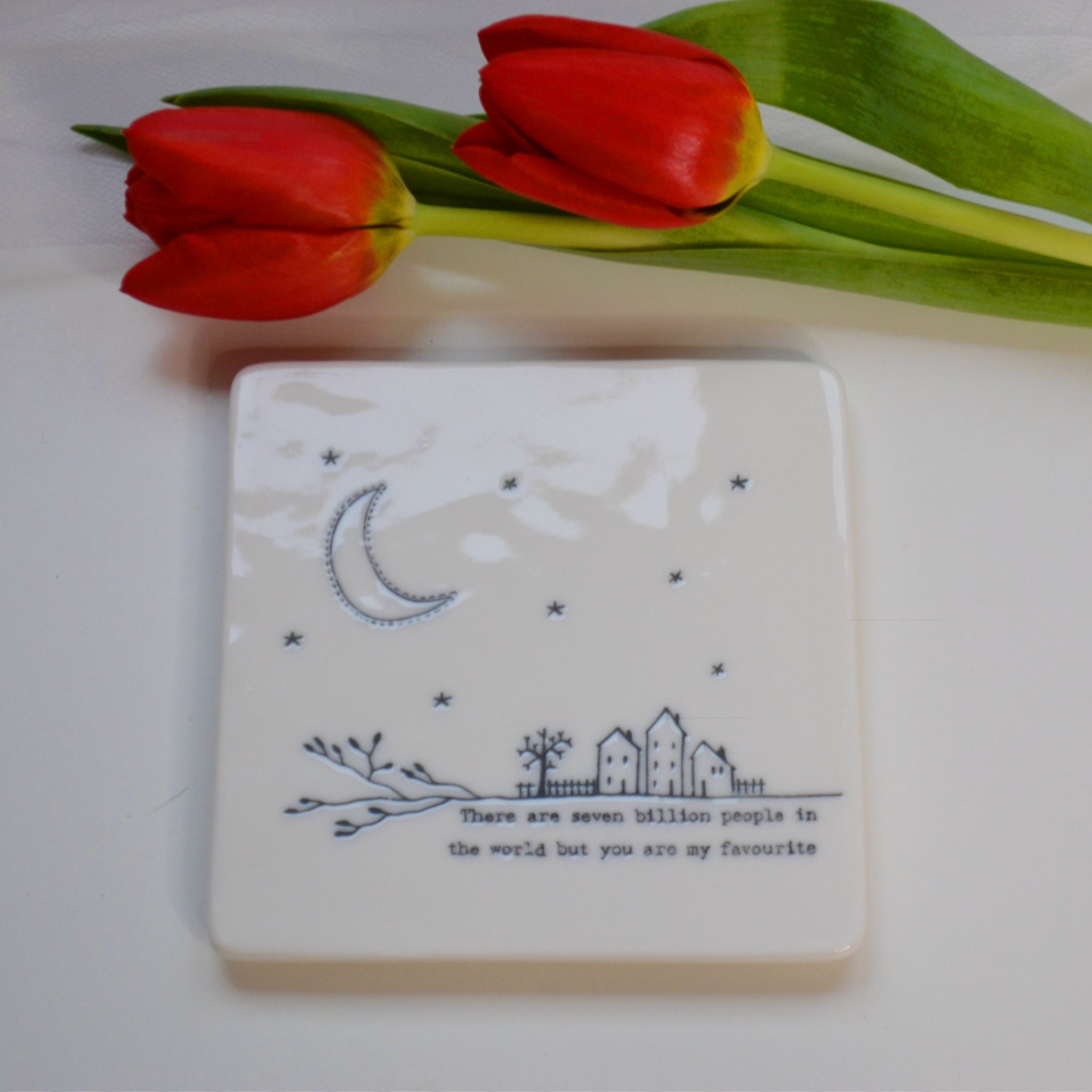 East of India 'Seven Billion People' Porcelain Square Coaster