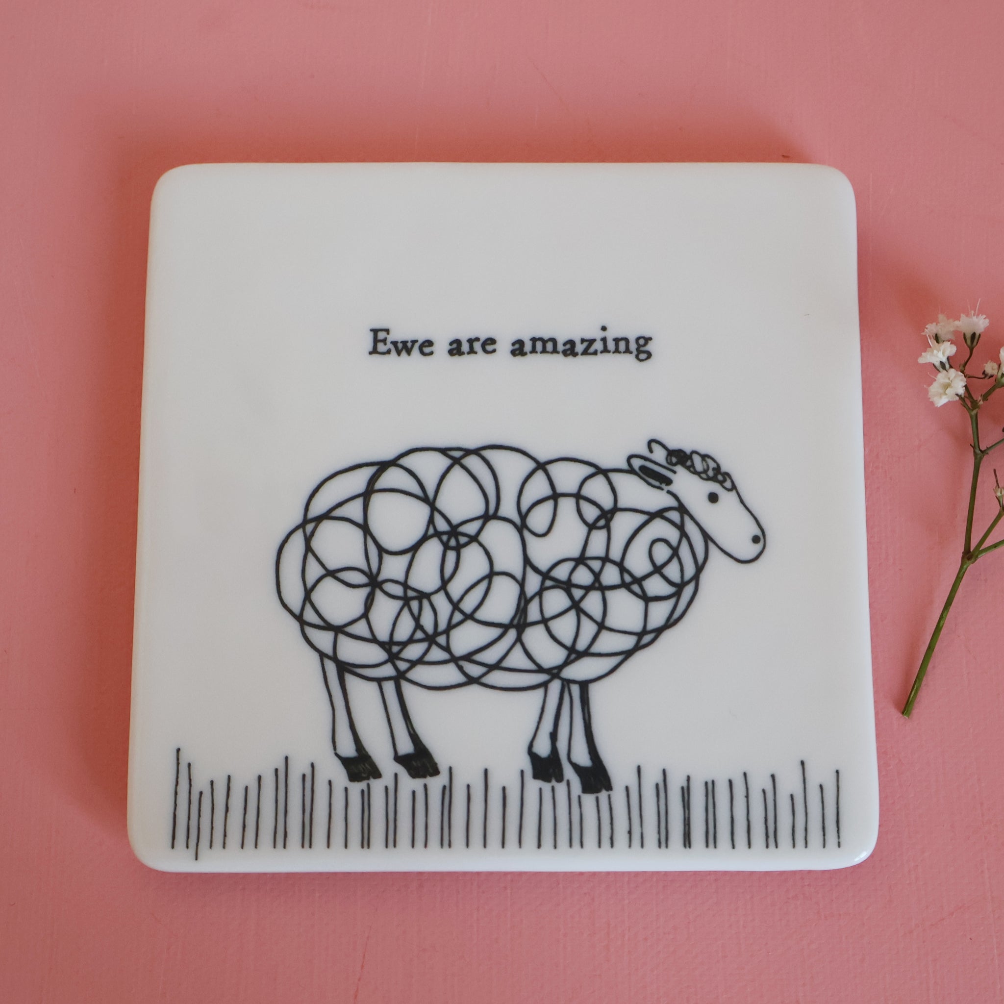 East of India 'Ewe Are Amazing' Porcelain Square Coaster