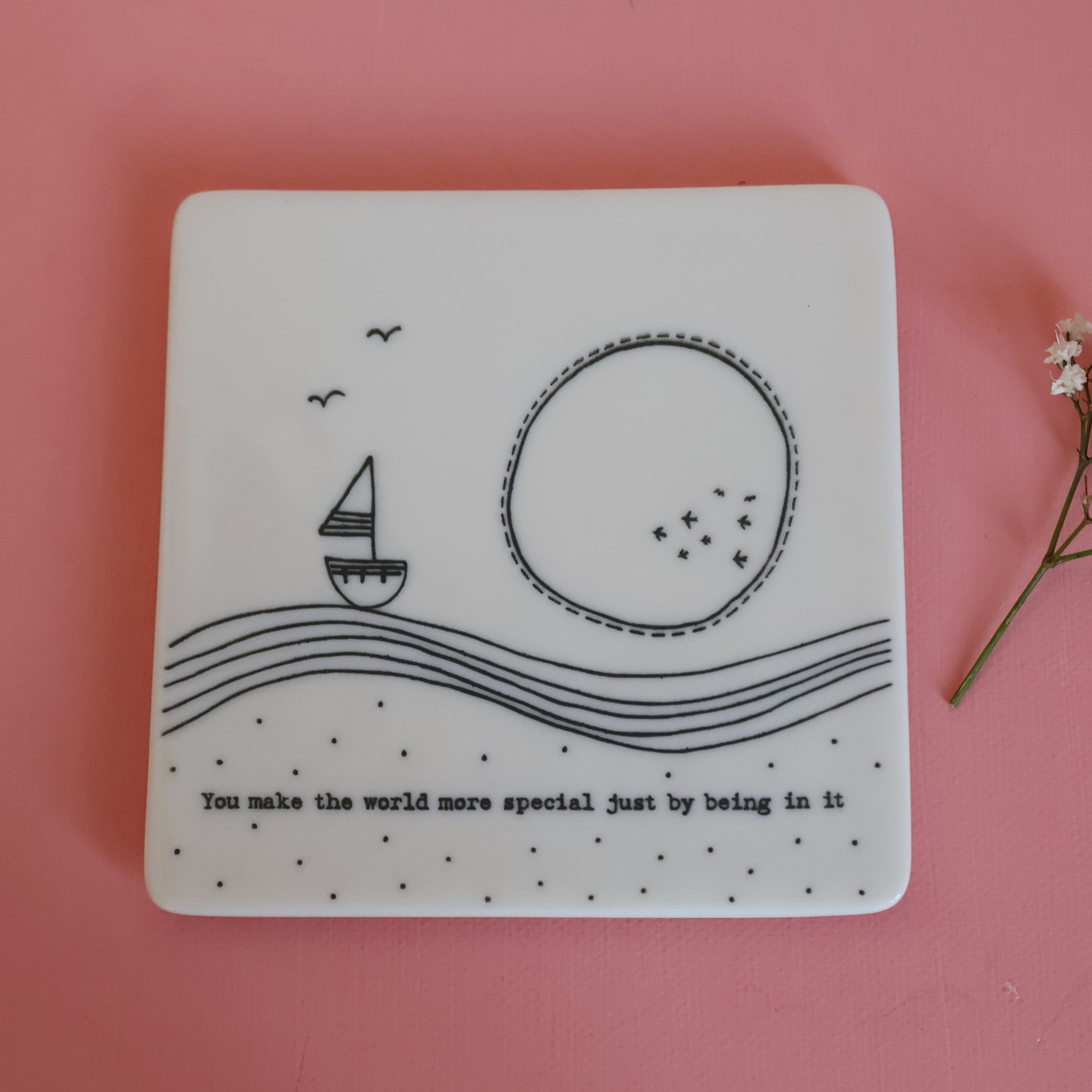 East of India 'You Make The World More Special' Porcelain Square Coaster