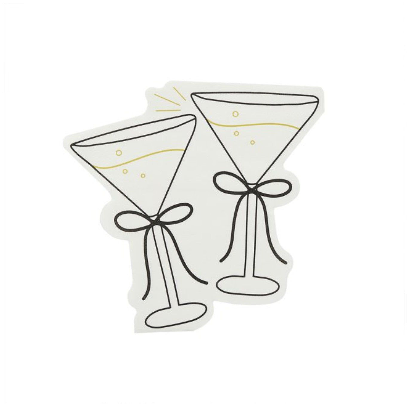 Cream & Black Cocktail Glass Shaped Napkins x 16