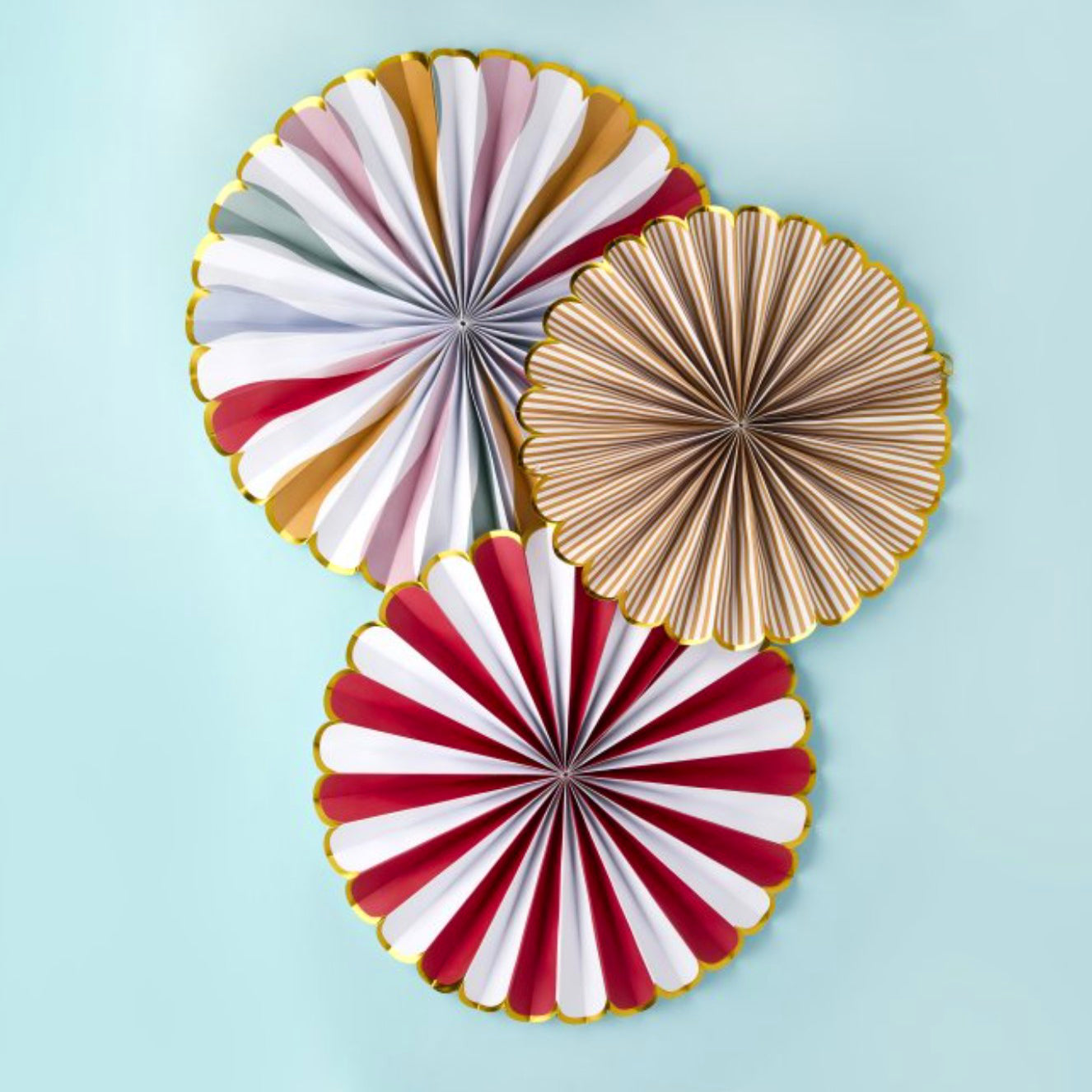 Colourful Hanging Fan Decorations x 3