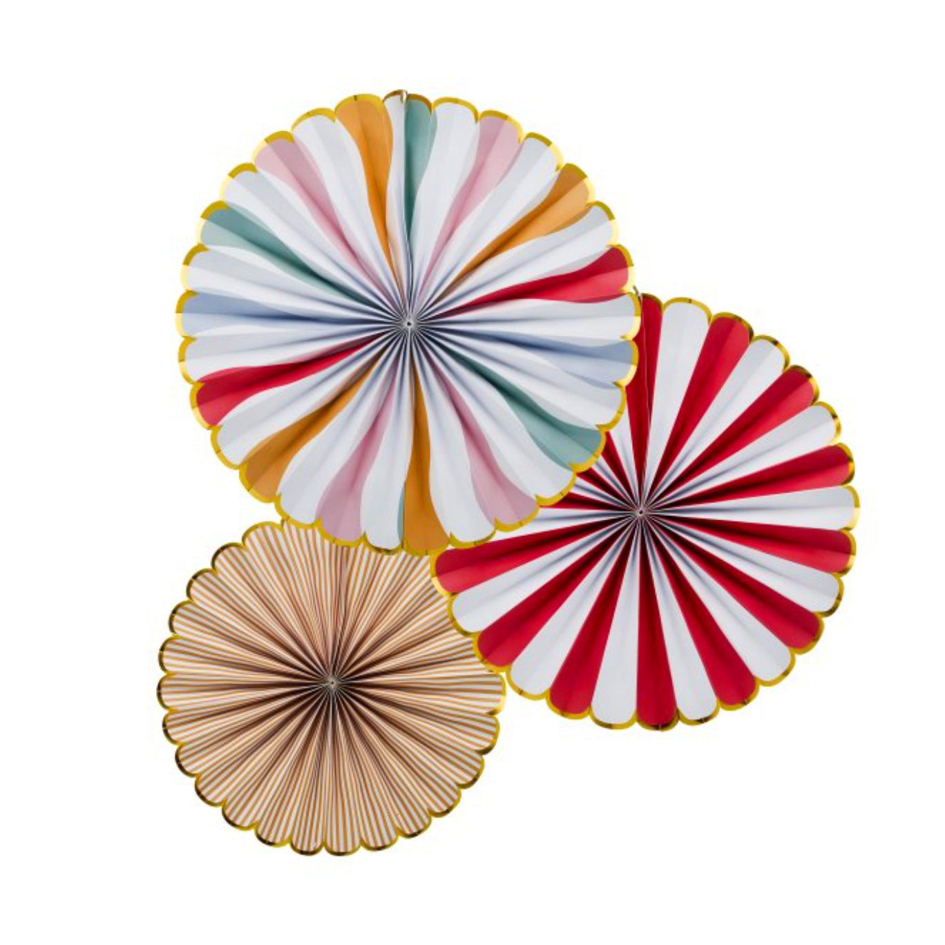 Colourful Hanging Fan Decorations x 3