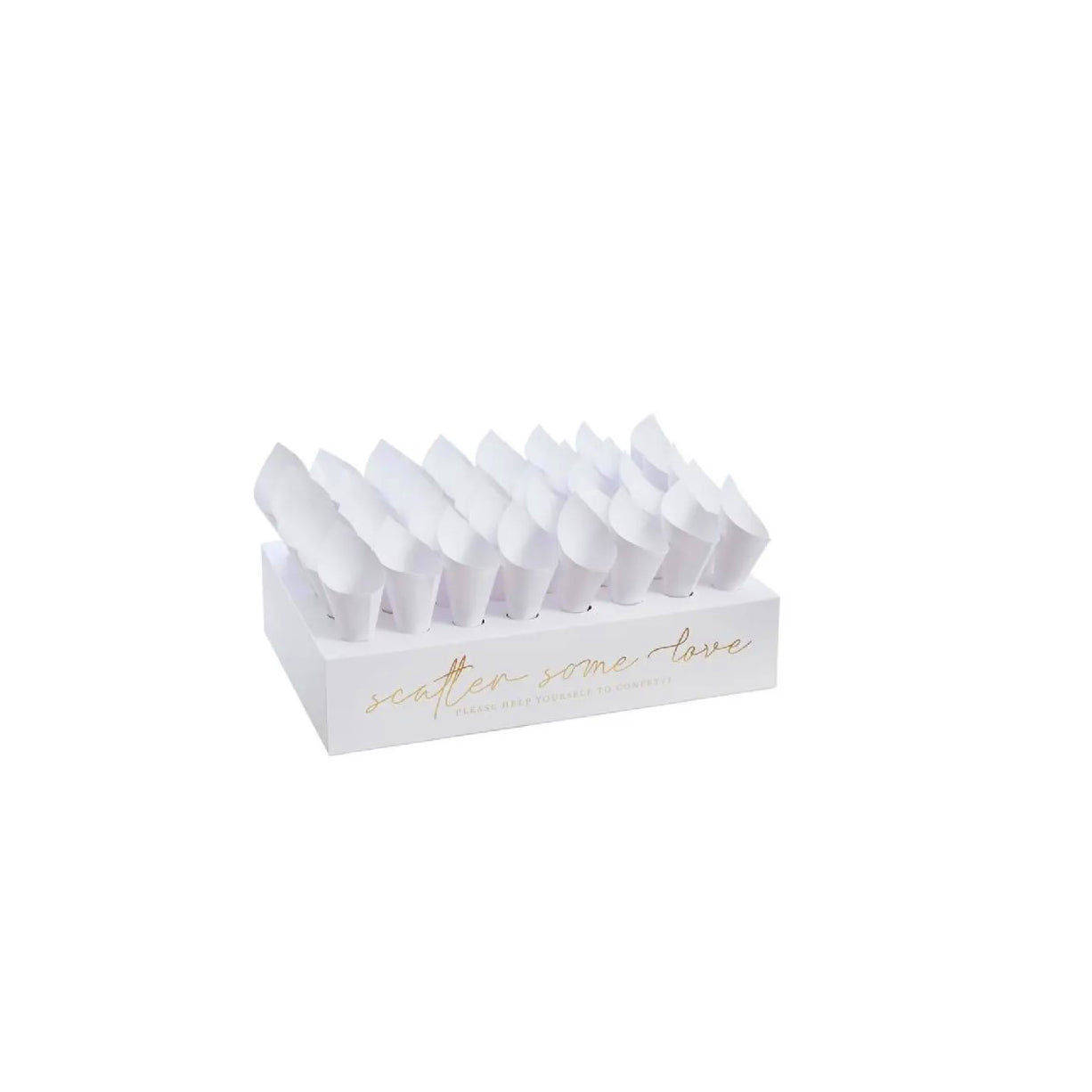 Elegant White Confetti Cone Display Box with 45 Cones