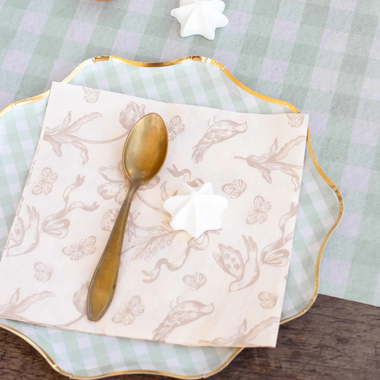 Cream Floral Paper Napkins x 12