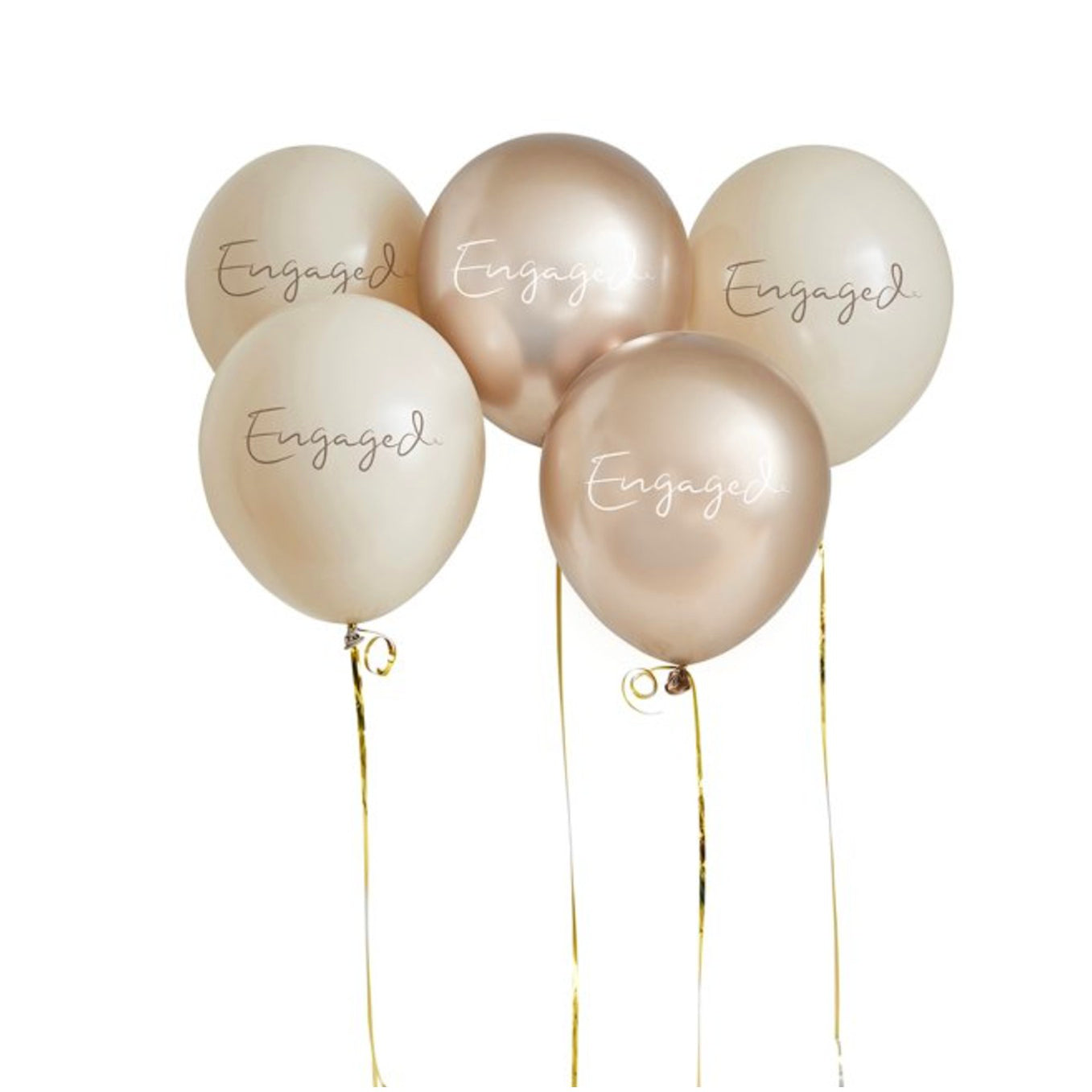 Engagement Balloons Gold & Cream x 5