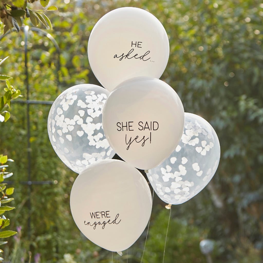 White Engagement Balloons (x5)