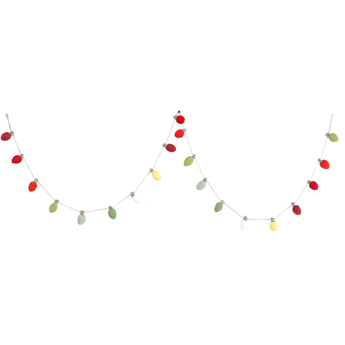 Bright Multicoloured Felt Lightbulb Shaped Christmas Bunting