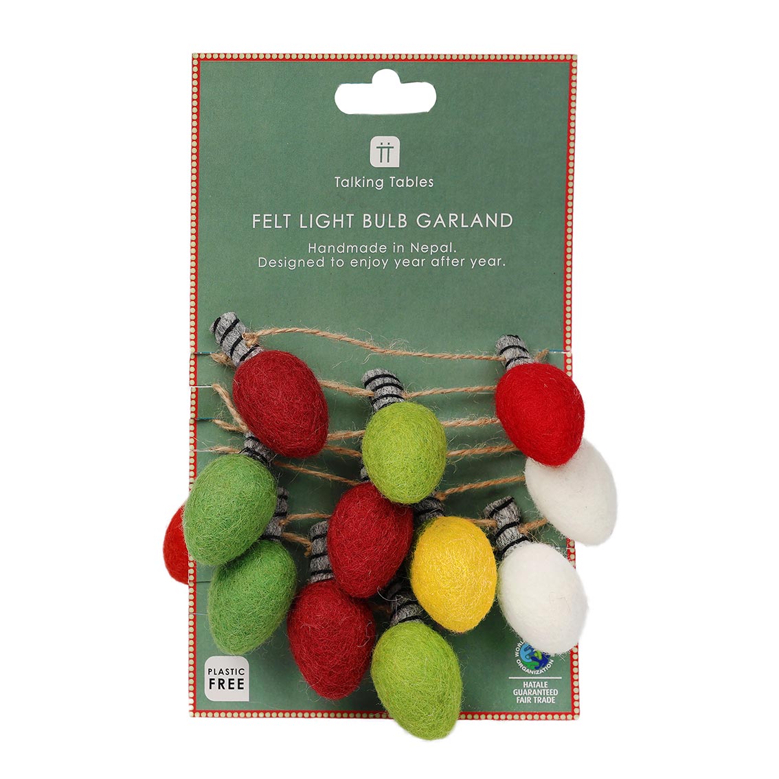 Bright Multicoloured Felt Lightbulb Shaped Christmas Bunting