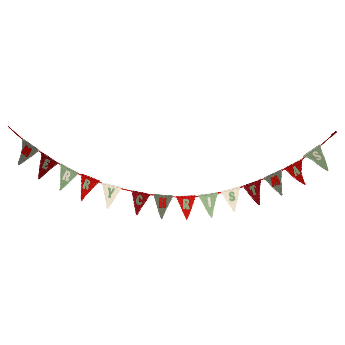 Red & Green Felt Merry Christmas Bunting