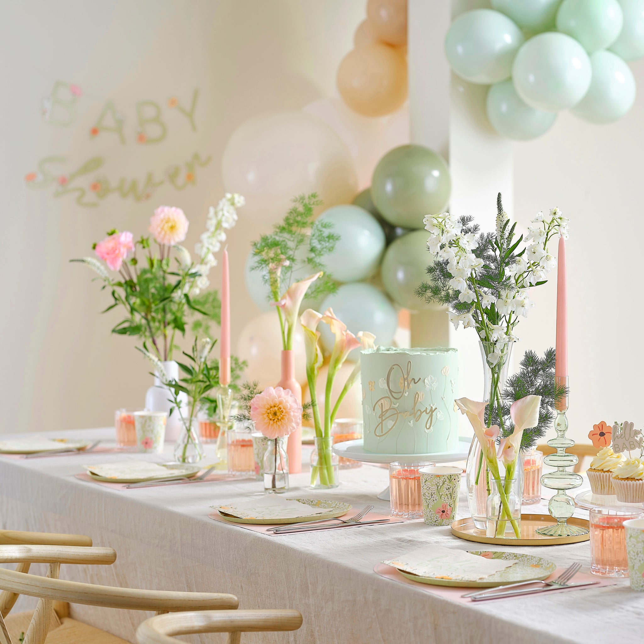 Floral Baby Shower Photo Props x 10