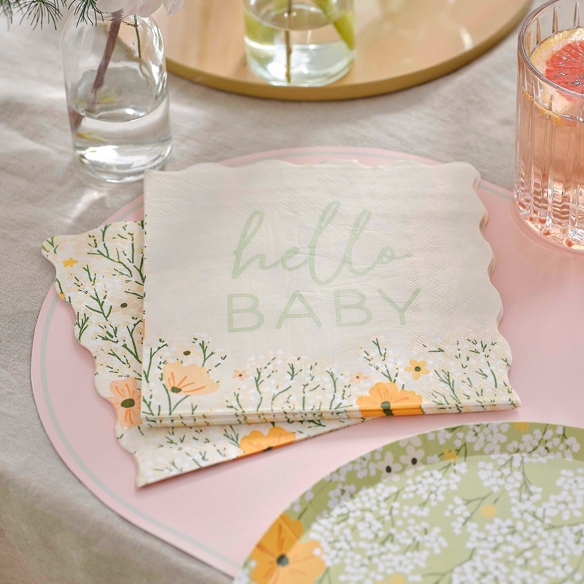 Floral Baby Shower Napkins x 16