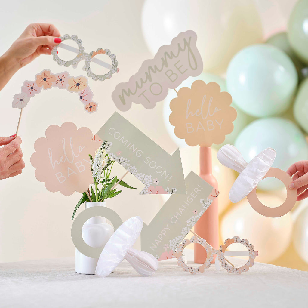 Floral Baby Shower Photo Props x 10