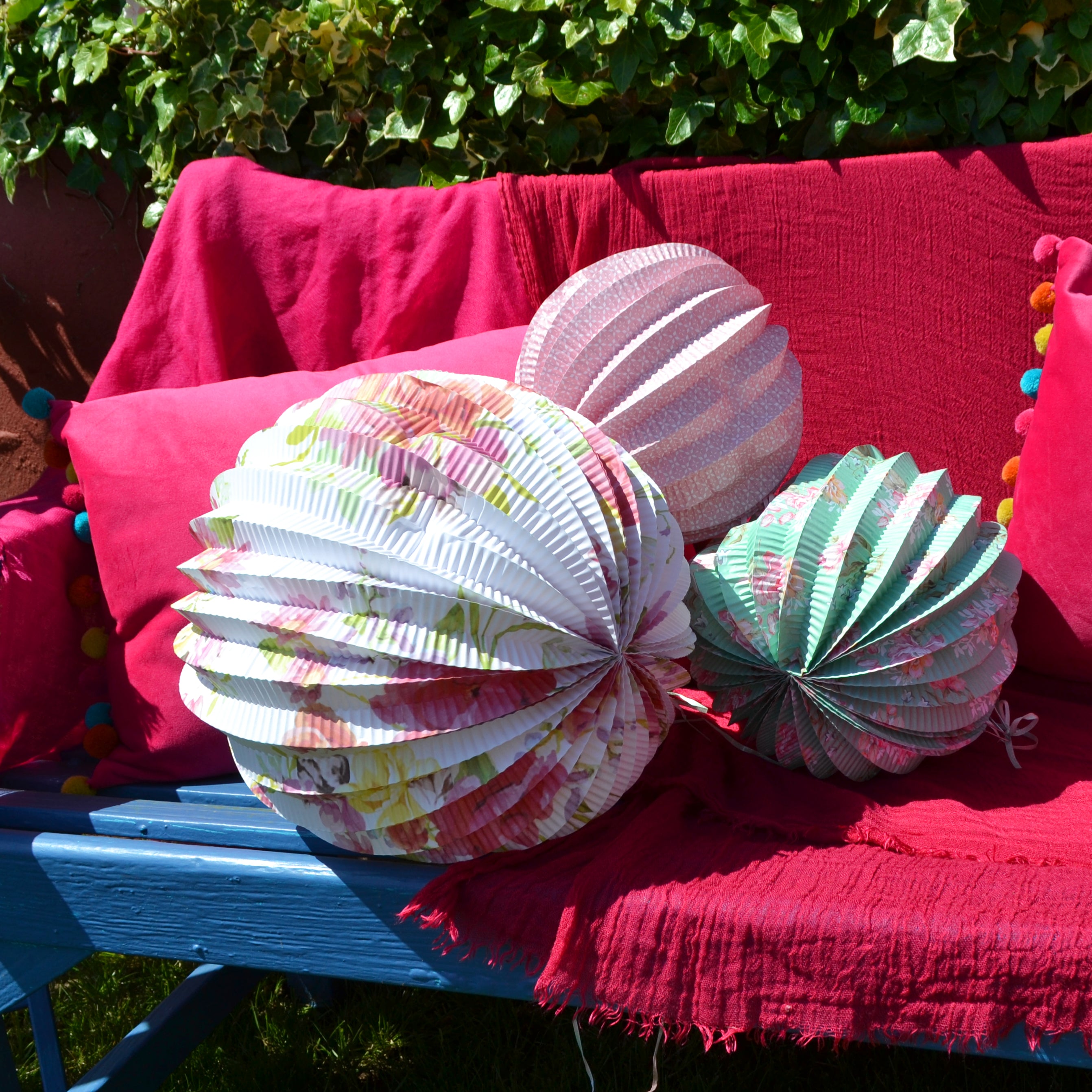 Floral Paper Hanging Lanterns Pack of 3 - Talking Tables