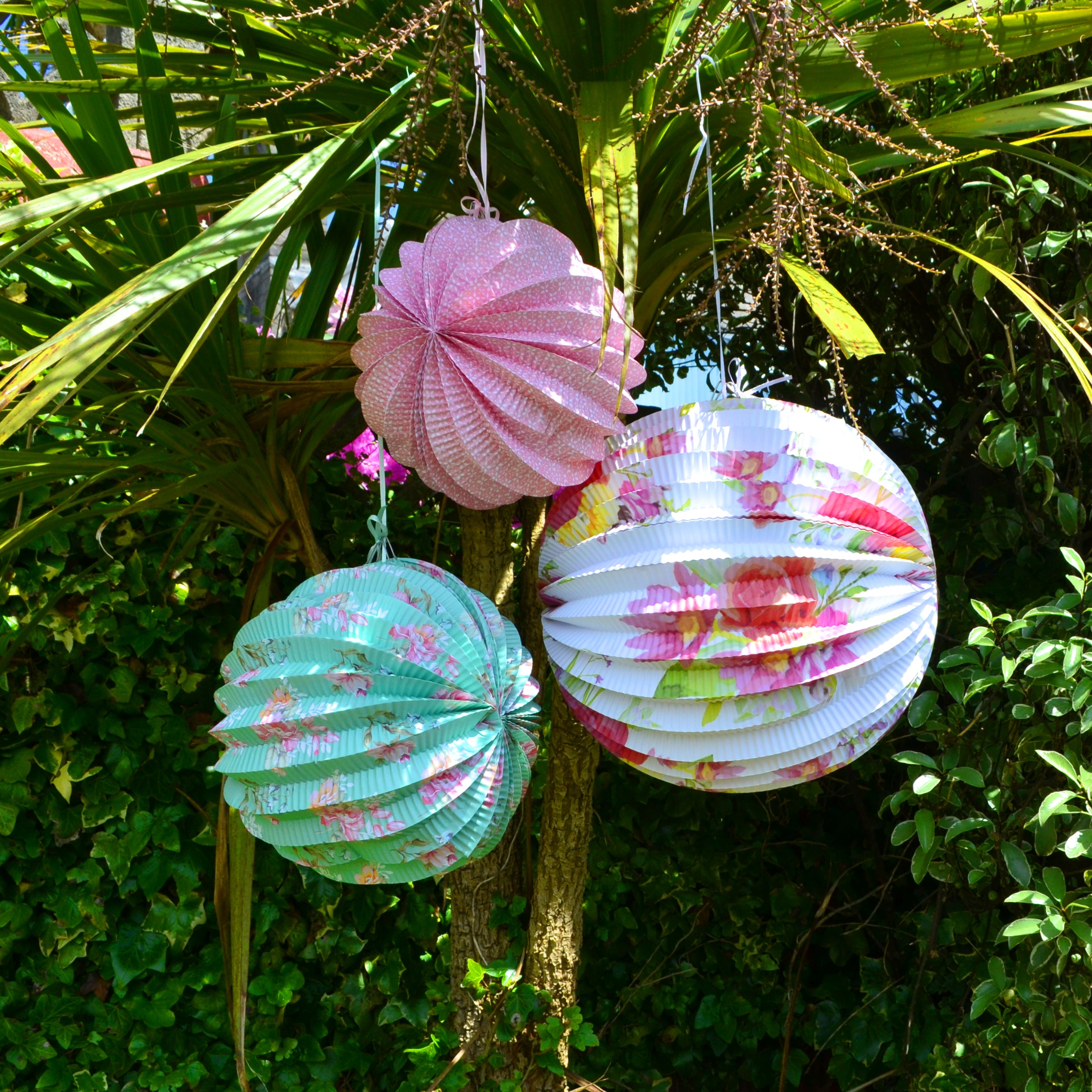 Floral Paper Hanging Lanterns Pack of 3 - Talking Tables